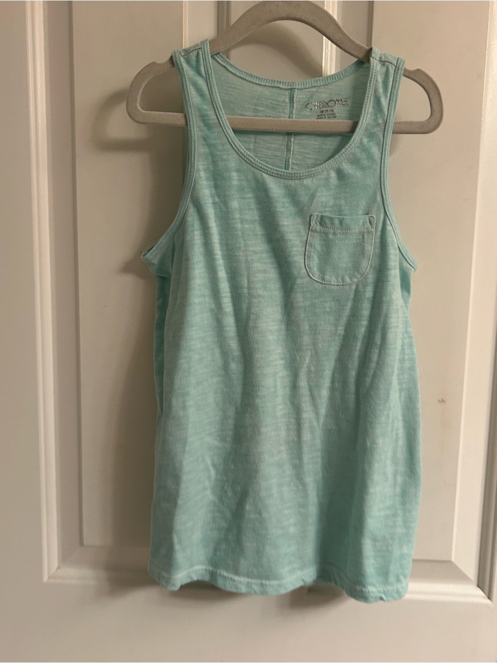 Cherokee Light Aqua Tank Top with Chest Pocket